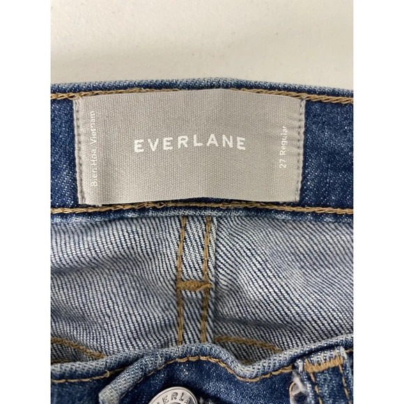 Everlane Jeans Denim Size 27 Regular Medium Blue Faded Whiskered Tapered - Picture 5 of 8
